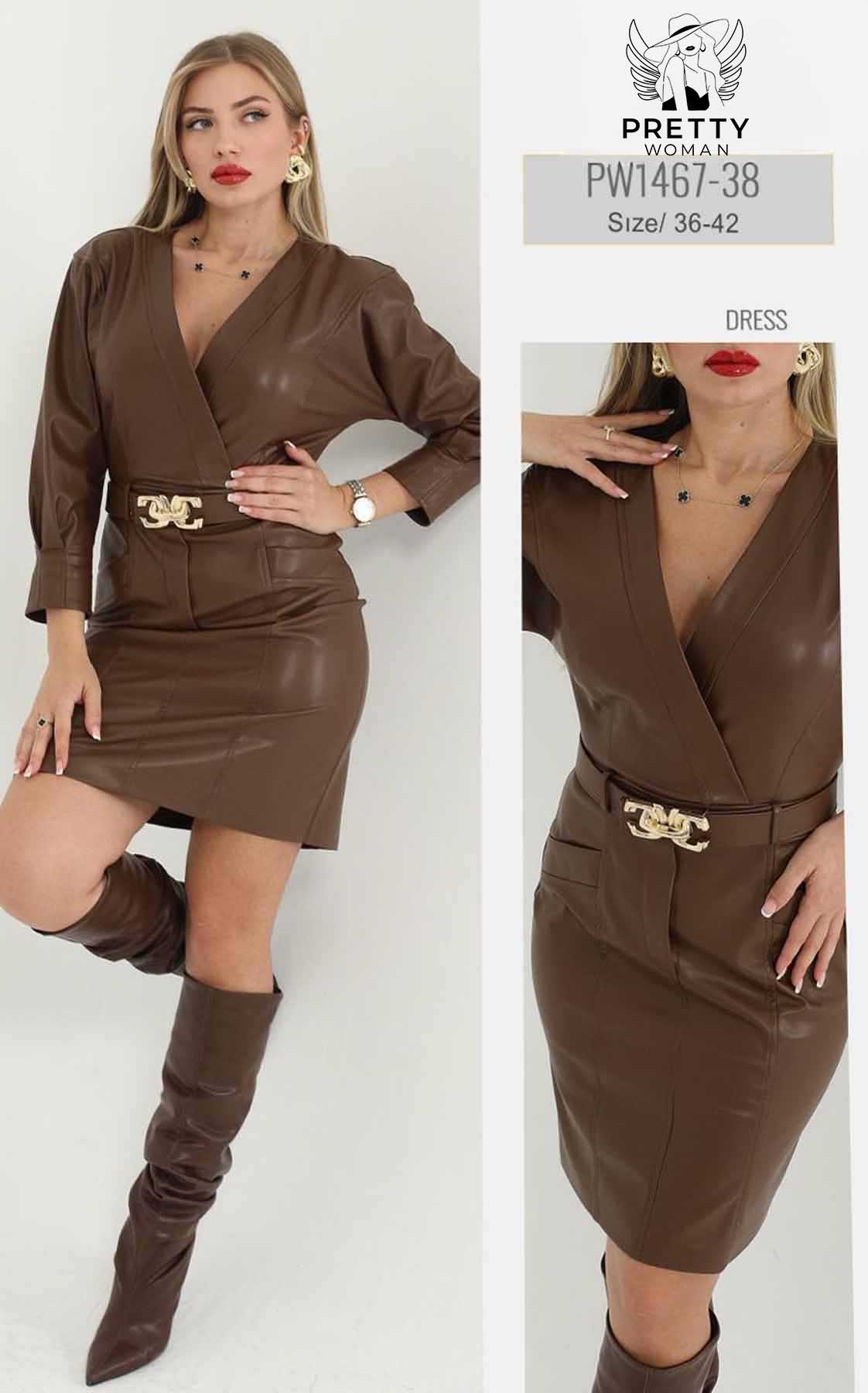 PW-1467 DERİ ELBİSE
